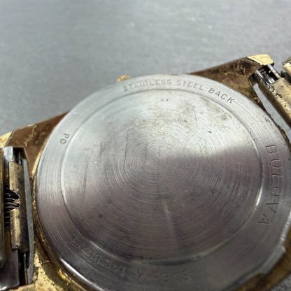 Bulova Accutron Watch Men 36mm Gold Dial Gold Tone Daydate Round 7256 PARTS10