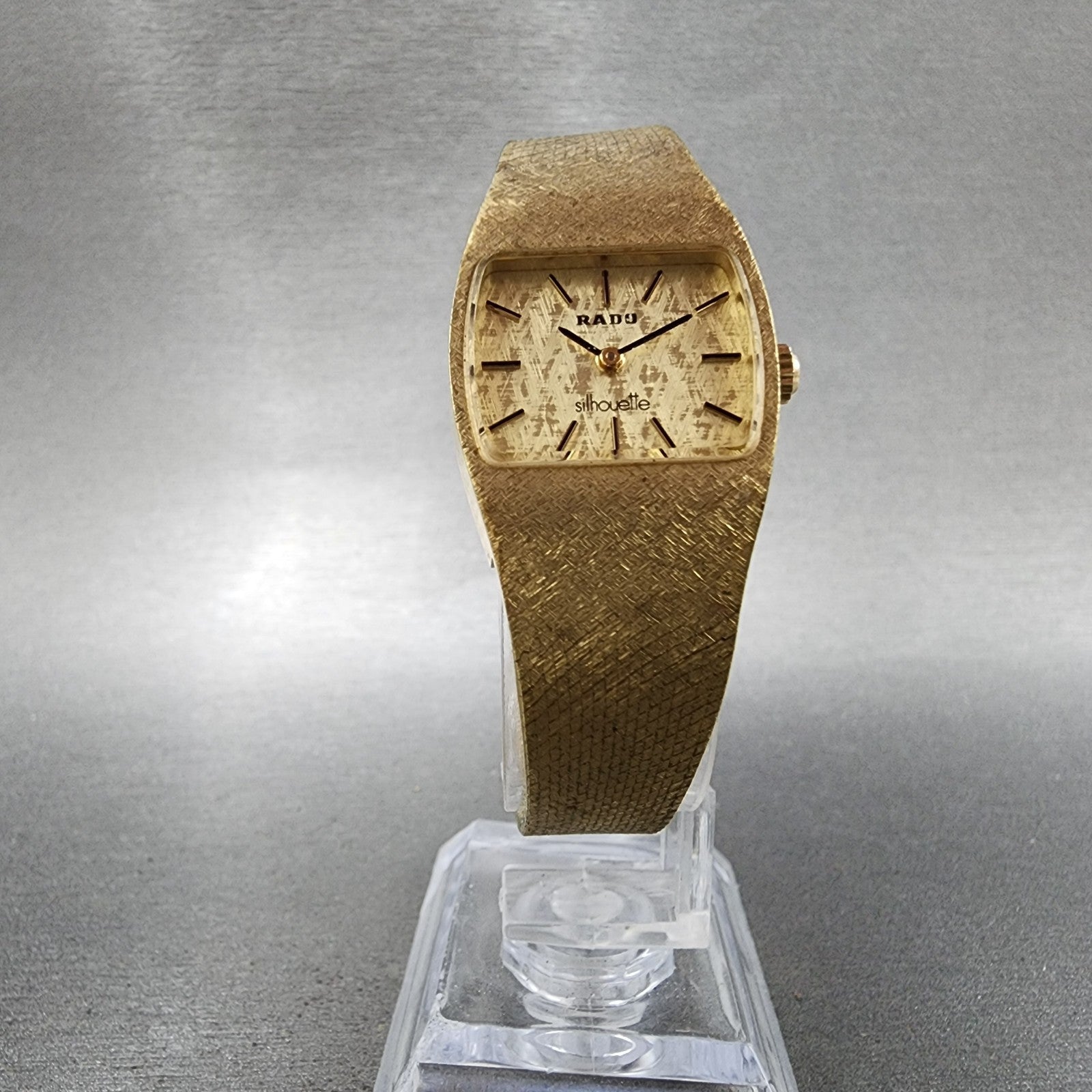 Rado Silhouette Watch Women 21mm Gold Dial Gold Tone Rectangle Manual Wind Runs5