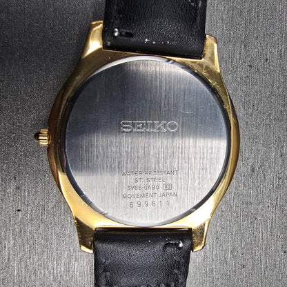 Seiko Le Grand Watch Men 40mm Champagne Dial Gold Daydate Round 5Y66-0AB0 NewBat10