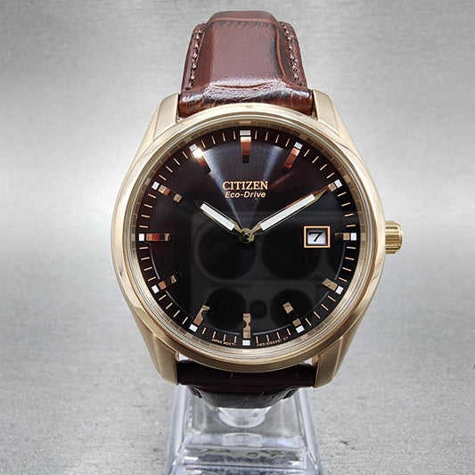 Citizen EcoDrive Watch Men 49mm Black Dial Gold Tone Date J165S070937 Runs0