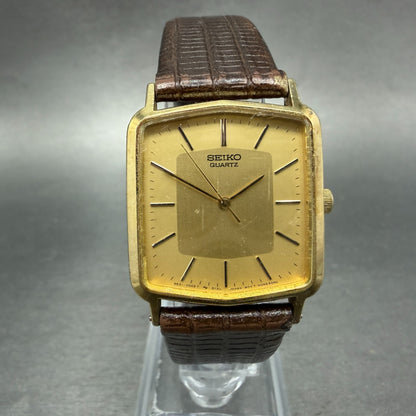 Seiko Watch Men 26mm Champagne Dial Gold Tone Rectangle 8621-5019 PARTS Vintage0