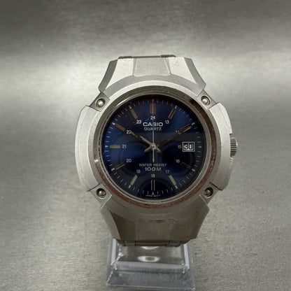 Casio MTP-3036 Watch Men 41mm Blue Dial Silver Tone Date Round New Battery0