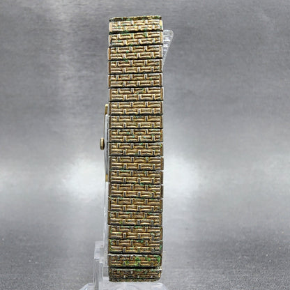 VTG Seiko Tank Watch Women 17mm Champagne dial Gold Tone Rectangle Manual Wind7