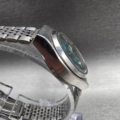 Seiko Watch Women 24mm Blue Dial Silver Tone Daydate Round 7903-0100 New Batt JP3