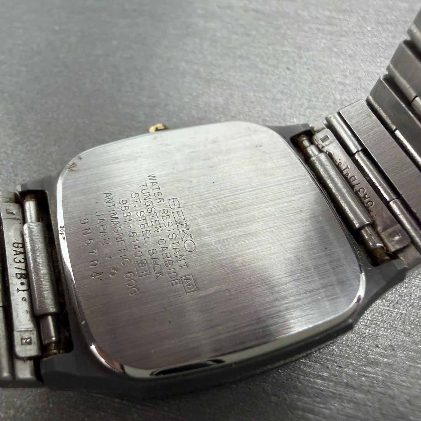Seiko Dolce Watch Men 29mm Silver Dial Two Tone Rectangle 9531-5140 New Battery9