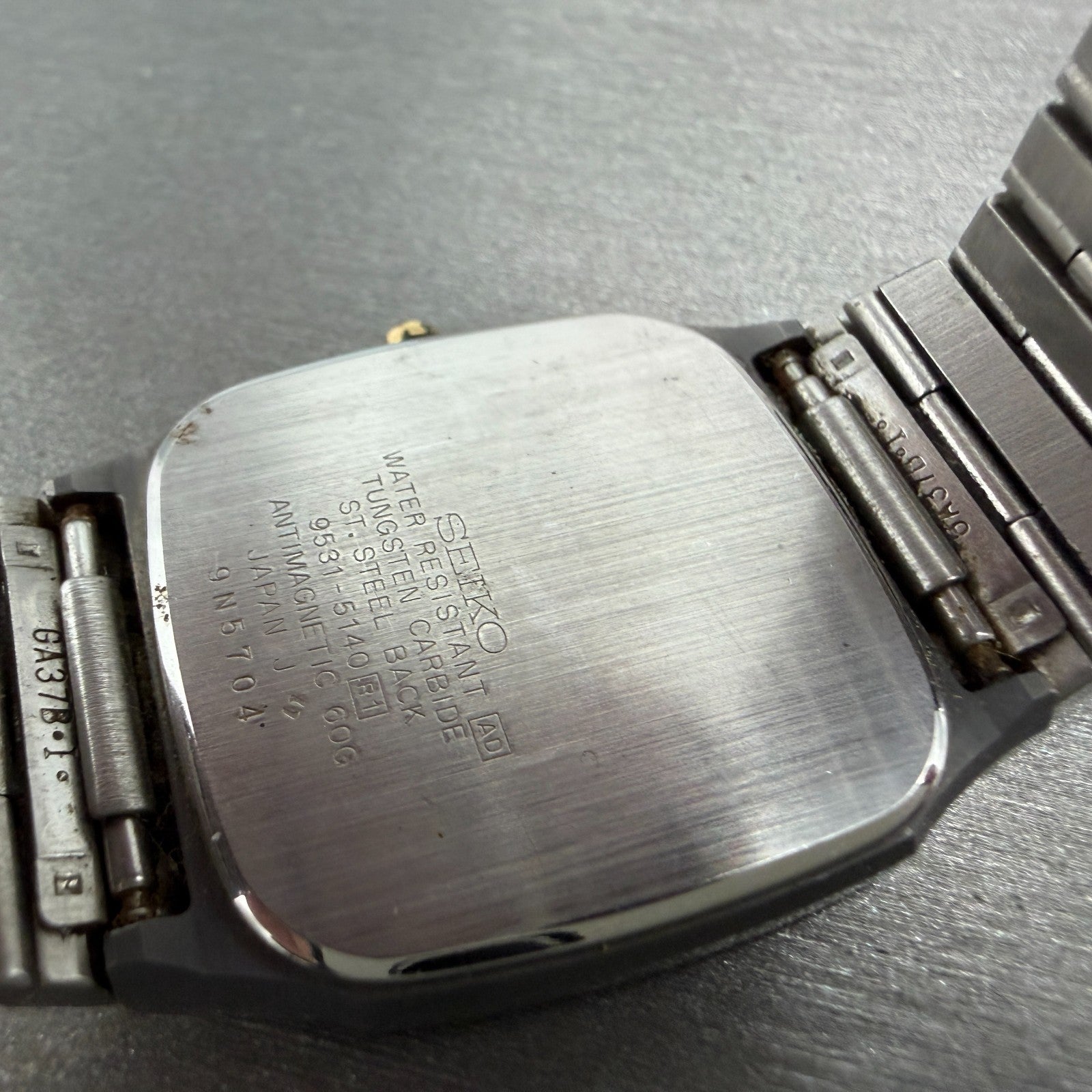 Seiko Dolce Watch Men 29mm Silver Dial Two Tone Rectangle 9531-5140 New Battery9