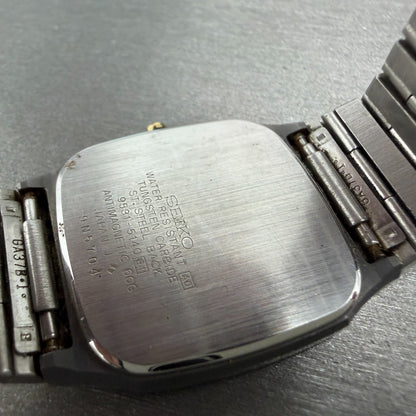 Seiko Dolce Watch Men 29mm Silver Dial Two Tone Rectangle 9531-5140 New Battery9