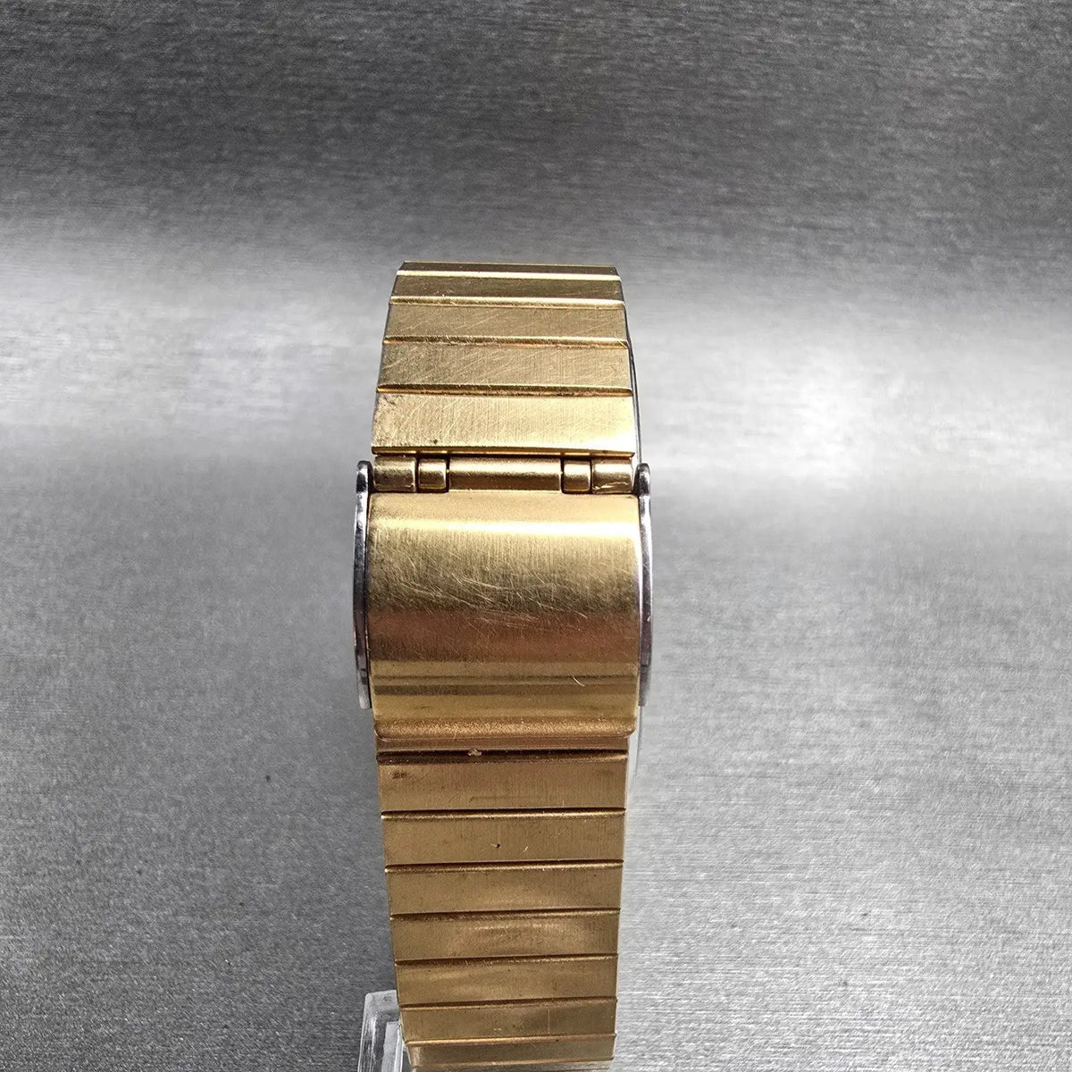 Seiko Tank Watch Men 25mm Gold Dial Gold Tone Rectangle 6530-5199 New Battery7