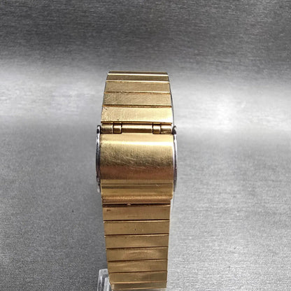 Seiko Tank Watch Men 25mm Gold Dial Gold Tone Rectangle 6530-5199 New Battery7