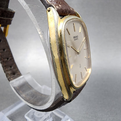 Seiko Tank Watch Women 23mm Champagne Dial Gold Tone Rectangle 47205100 New Bat3
