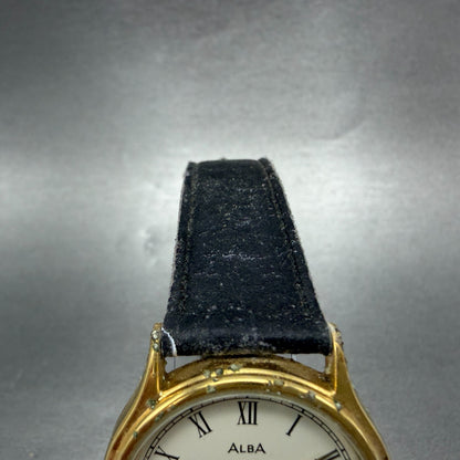 Seiko Alba Watch Unisex 33mm White Dial Gold Tone Round Y136-6A10 New Battery4