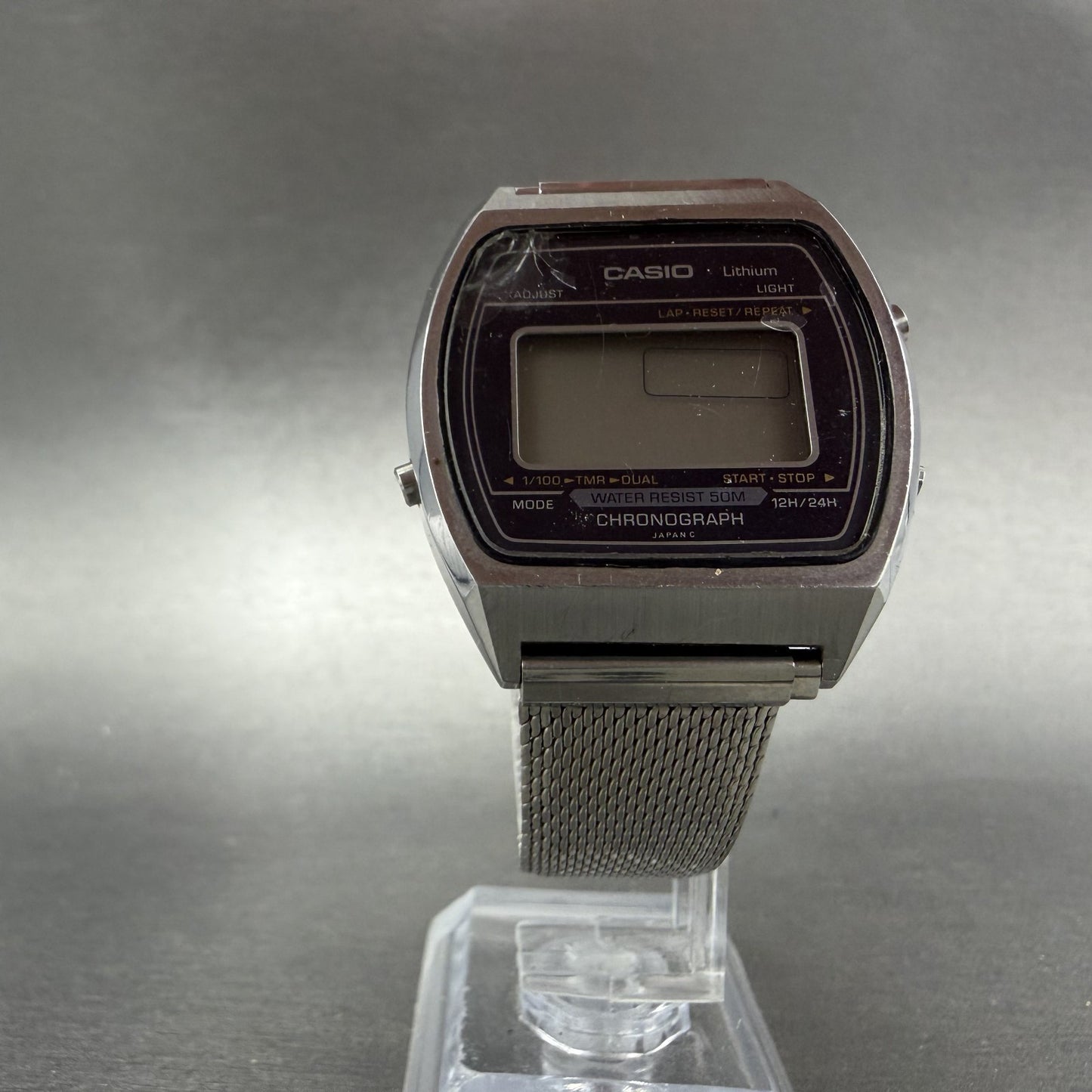 Casio W-90 Watch Men 35mm Digital Silver Tone Rectangle Chronograph VintagePARTS6
