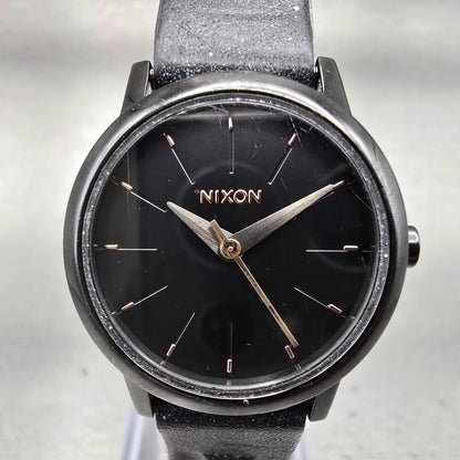 Nixon The Kenzie Leather Watch Women 26mm Black Dial Black Tone Round New Batt1