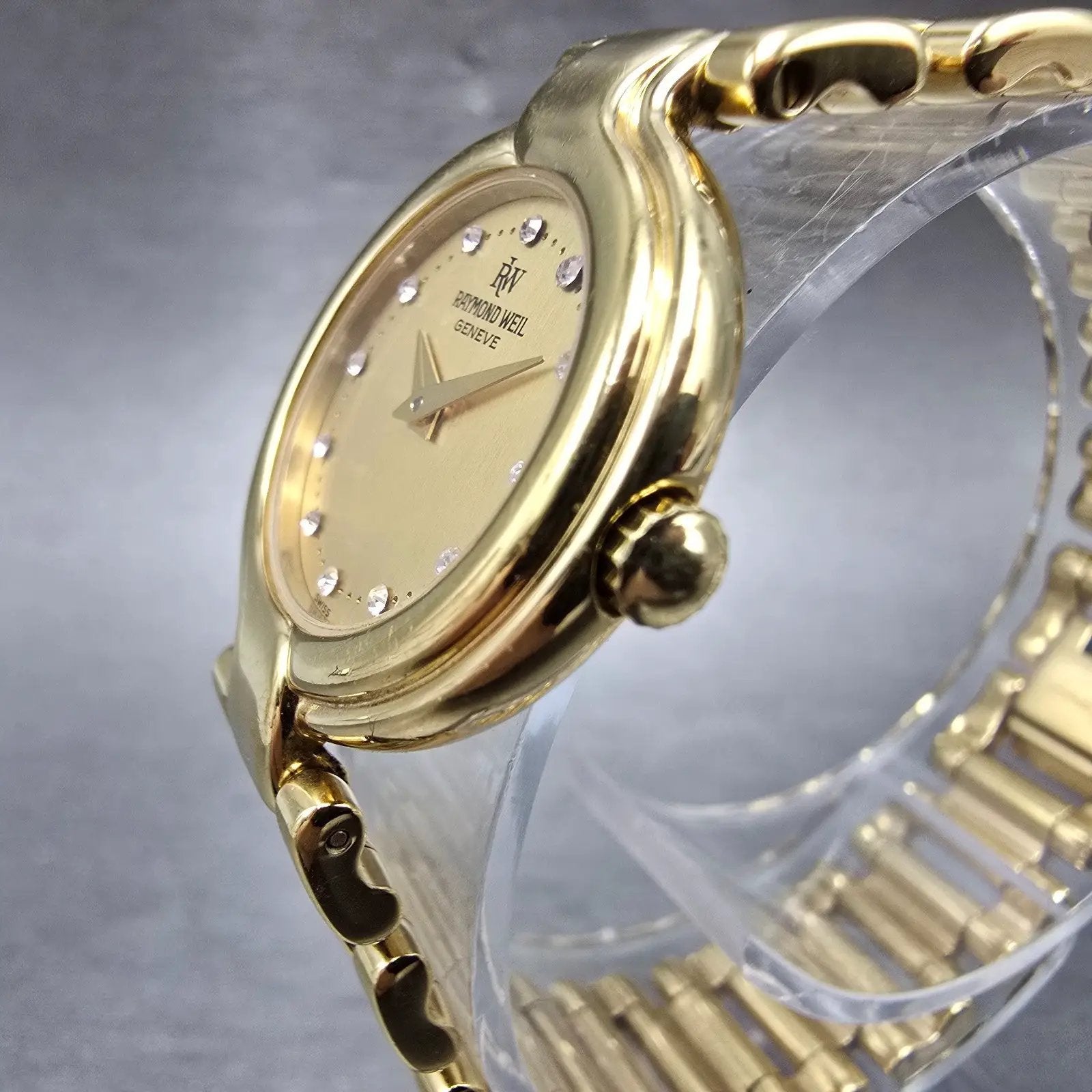 Raymond Weil Watch Women 23mm Champagne Dial Gold Plated Round 5850 New Battery2