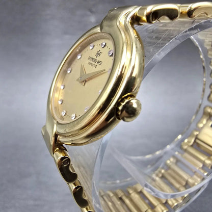 Raymond Weil Watch Women 23mm Champagne Dial Gold Plated Round 5850 New Battery2