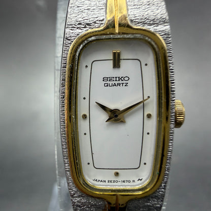 Seiko Tank Watch Women 13mm Gold Dial Gold Tone Rectangle 2E20-6319 New Battery41