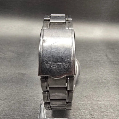 Seiko Alba Watch Men 41mm White Dial Silver Tone Daydate Round V743-8B60 New Bat7
