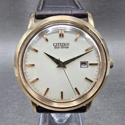 Citizen Eco-Drive Watch Men 40mm White Dial Rose Gold Tone Date E111-S079748 Run0