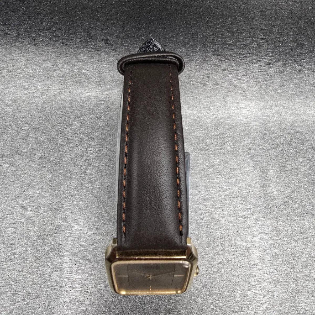 Seiko Tank Watch Men 26mm Silver Dial Gold Tone Rectangle 6530-5500 New Battery4