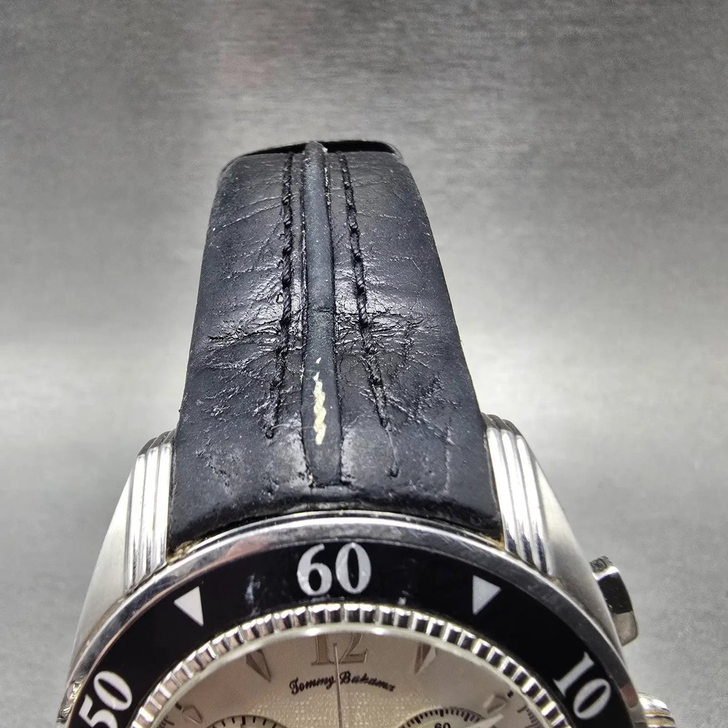 Tommy Bahama Chronograph Watch Men 42mm Cream Dial Steel Date TB1104 New Batt4