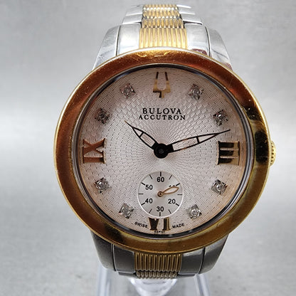 Bulova Accutron Watch Women 31mm White Dial Two Tone Small Seconds Round New Bat1