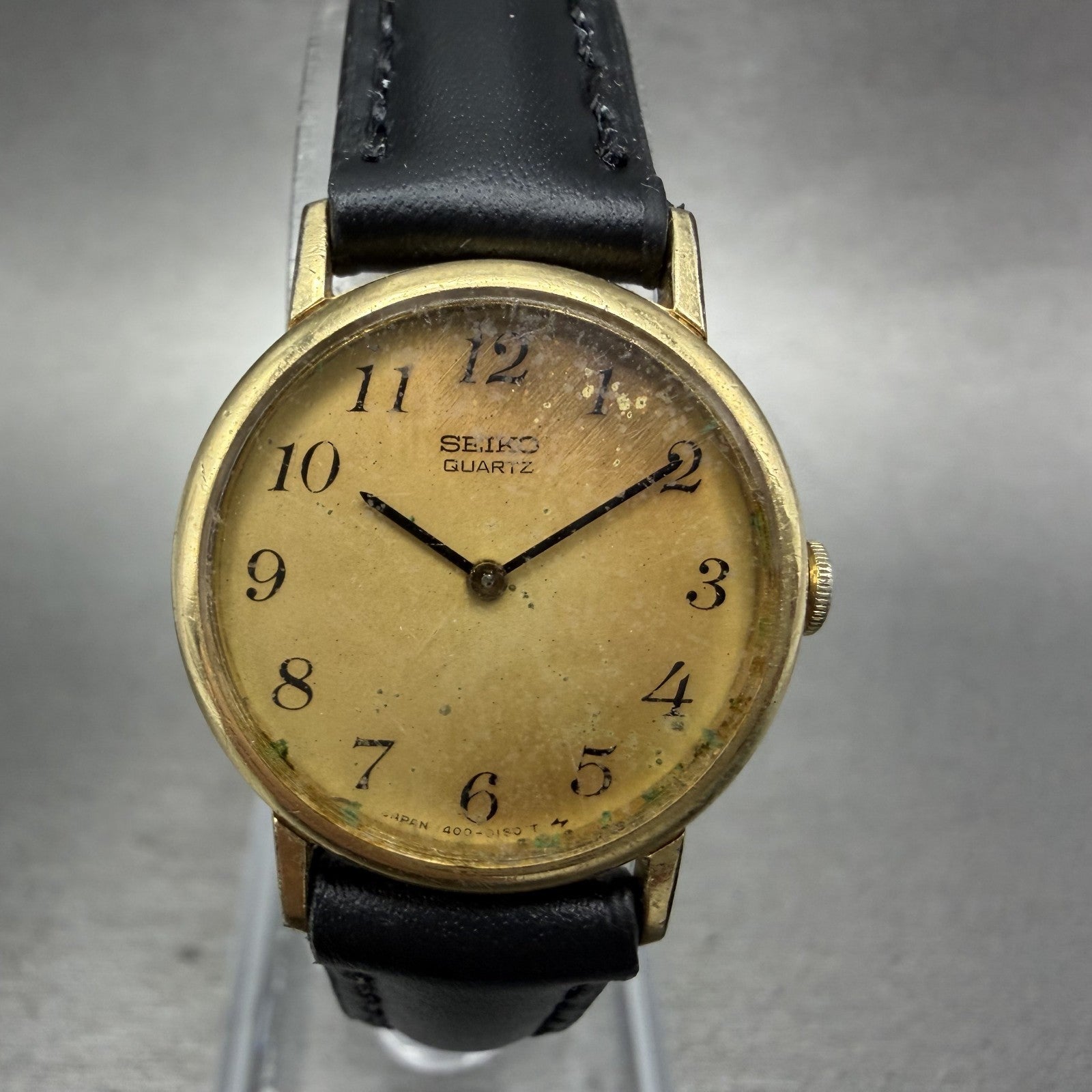 Seiko Watch Women 23mm Champagne dial Gold Tone Round 14000049 New Battery0