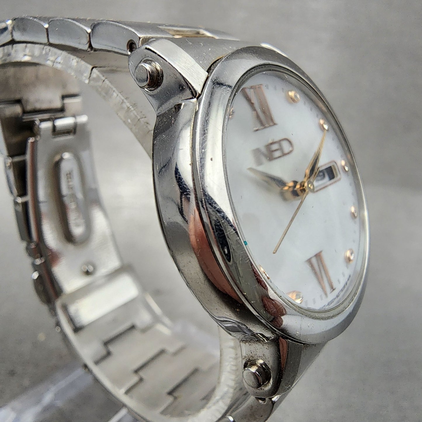 Citizen INED Watch Women 29mm MOP Dial Two Tone Daydate Round Solar Runs3