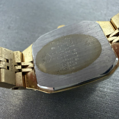 Seiko Watch Women 16mm Gold Dial Gold Tone Octagon 2C20-5209 New Battery10