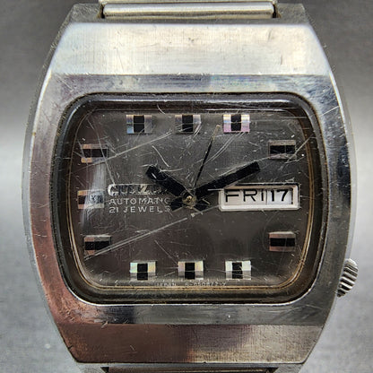 VTG Citizen Automatic Watch Men 36mm Silver Dial Steel Daydate Rectangle READ!!!