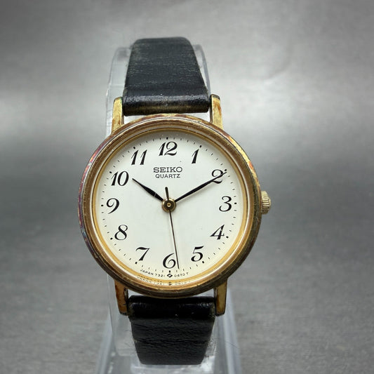 Seiko Watch Women 23mm White Dial Gold Tone Round 7321-0100 New Battery Vintage0