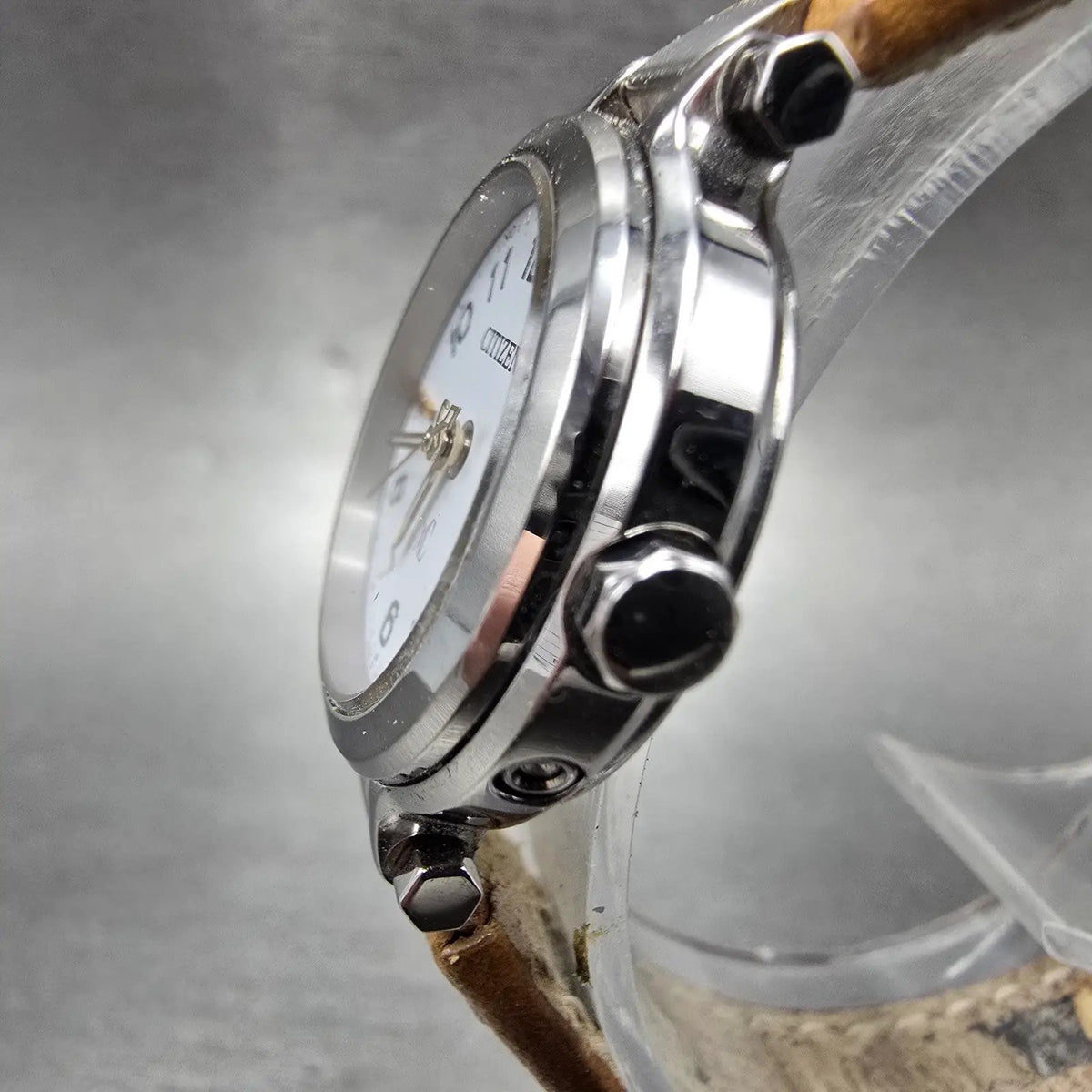 Citizen Xc Watch Women 25mm Rose White Dial Silver Atomic Date Round PARTSJP4