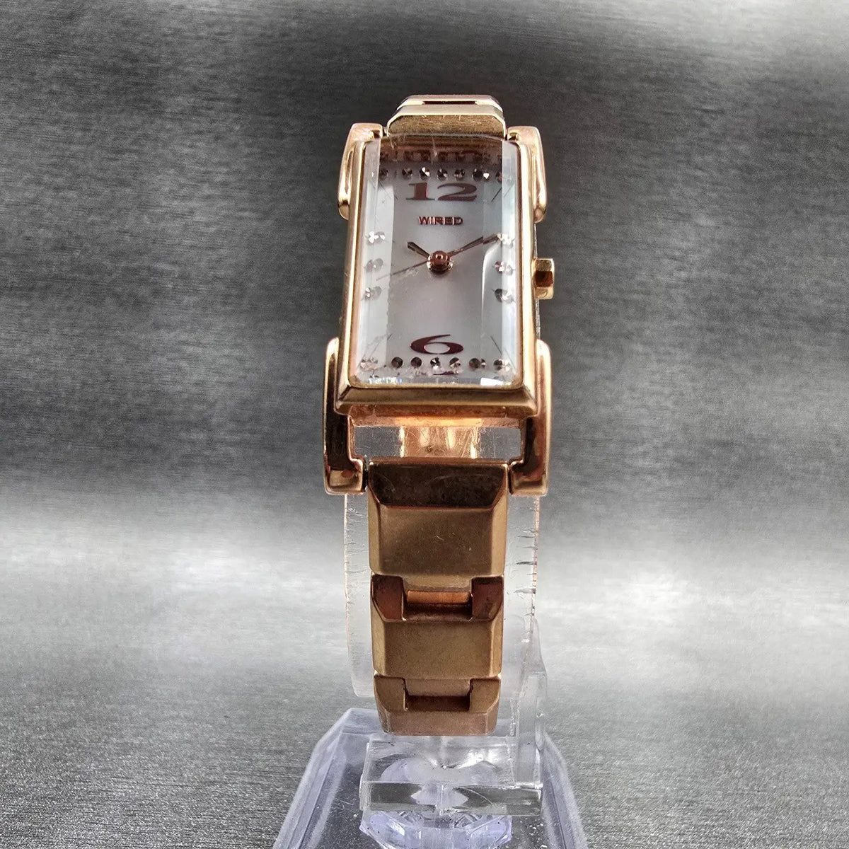 Seiko Wired Watch Women 17mm MOP Dial Rose Gold Rectangle 1N01-0JZ0 New Battery5