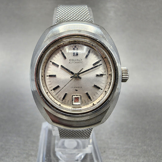 Seiko Automatic Watch Women 28mm Silver Dial Silver Tone Date 2205-0030 Runs