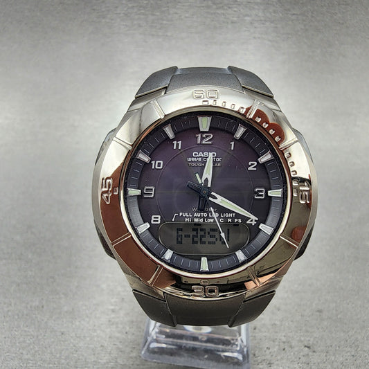 Casio Wave Ceptor WVA410TJ Watch Men 43mm Analog Digital Titanium Alarm Works0