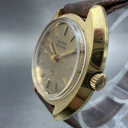 Bulova Accutron Watch Women 27mm Champagne Dial Gold Tone Round N3 PARTS Vintage3
