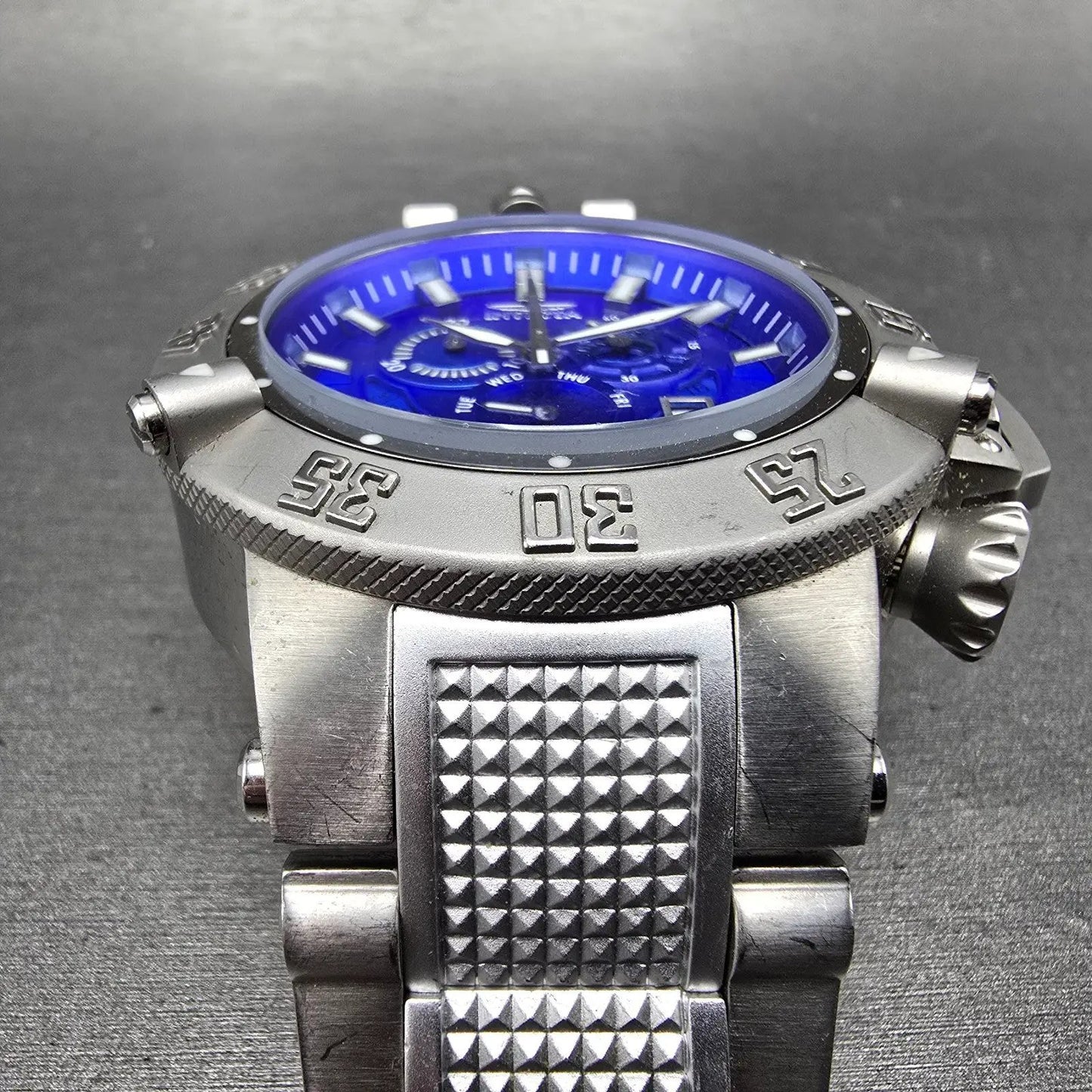 Invicta Sub Aqua Noma III Chronograph Watch Men 50mm Blue Dial Steel 6684 NewBat2