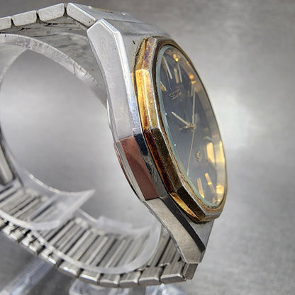 Seiko SQ Watch Men 35mm Blue dial Two Tone Daydate 7123-8470 New Battery