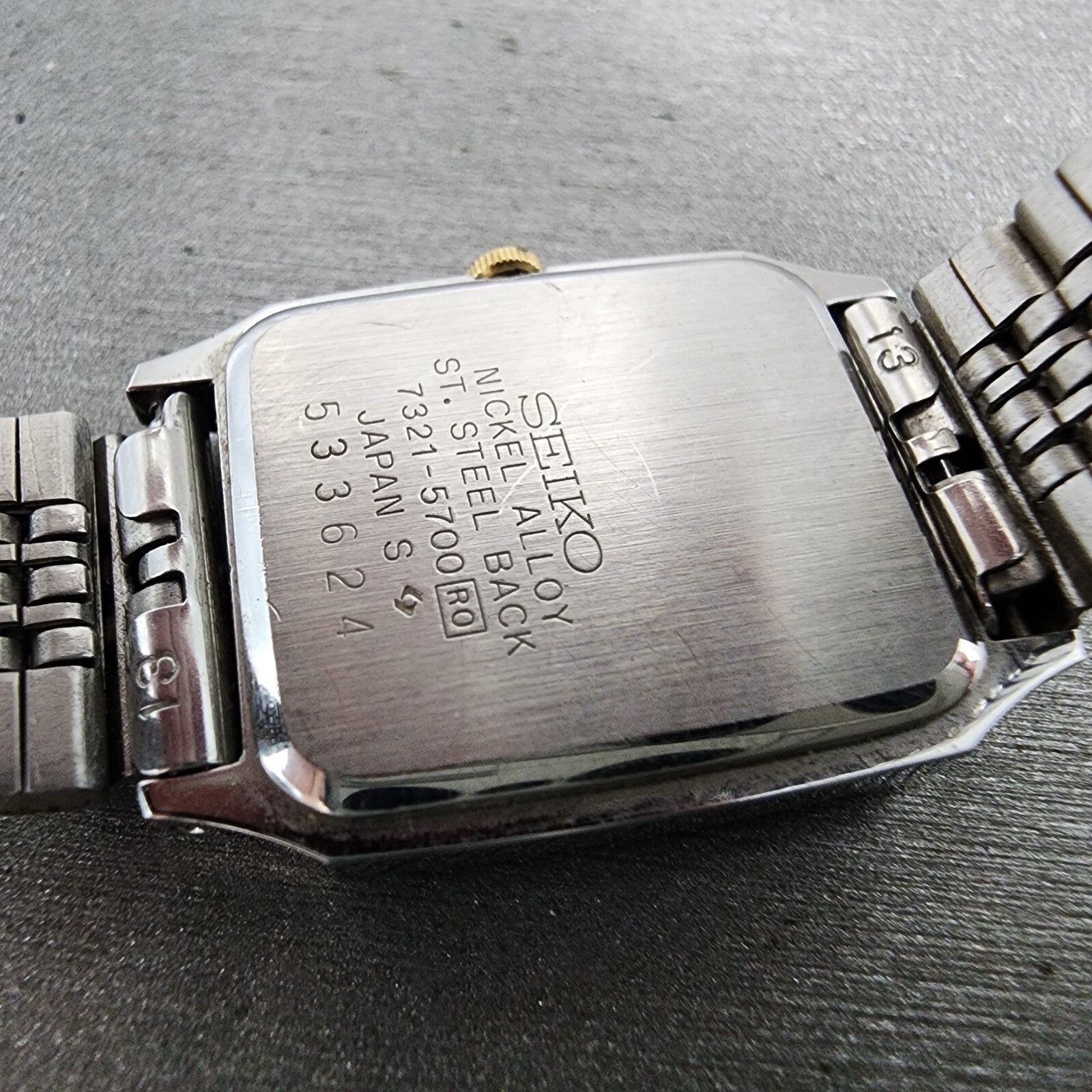 Seiko Tank Watch Women 20mm Silver Dial Two Tone 73215700 New Battery10