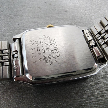 Seiko Tank Watch Women 20mm Silver Dial Two Tone 73215700 New Battery10