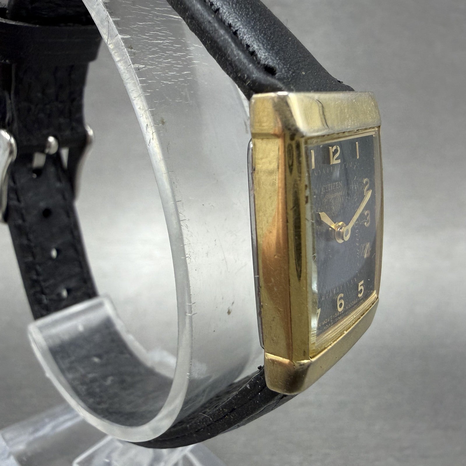 Citizen Elegance Tank Watch Women 18mm Blue Dial Gold Tone Rectangle New battery3