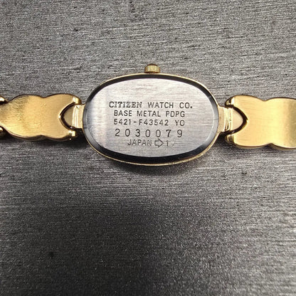 Citizen Elegance Watch Women 14mm MOP Dial Gold Tone Oval 5421-F43542 New Batt10