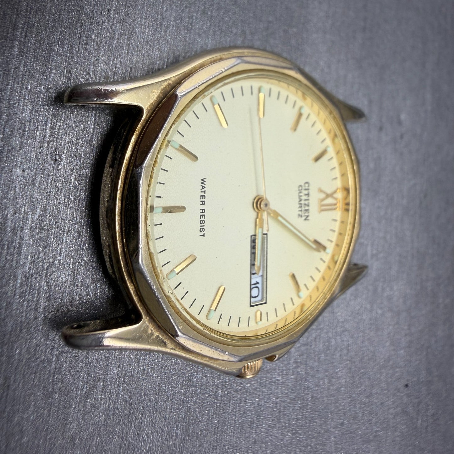 Citizen Watch Men 34mm Champagne Dial Gold Tone Daydate 5500-S24485 PARTS3