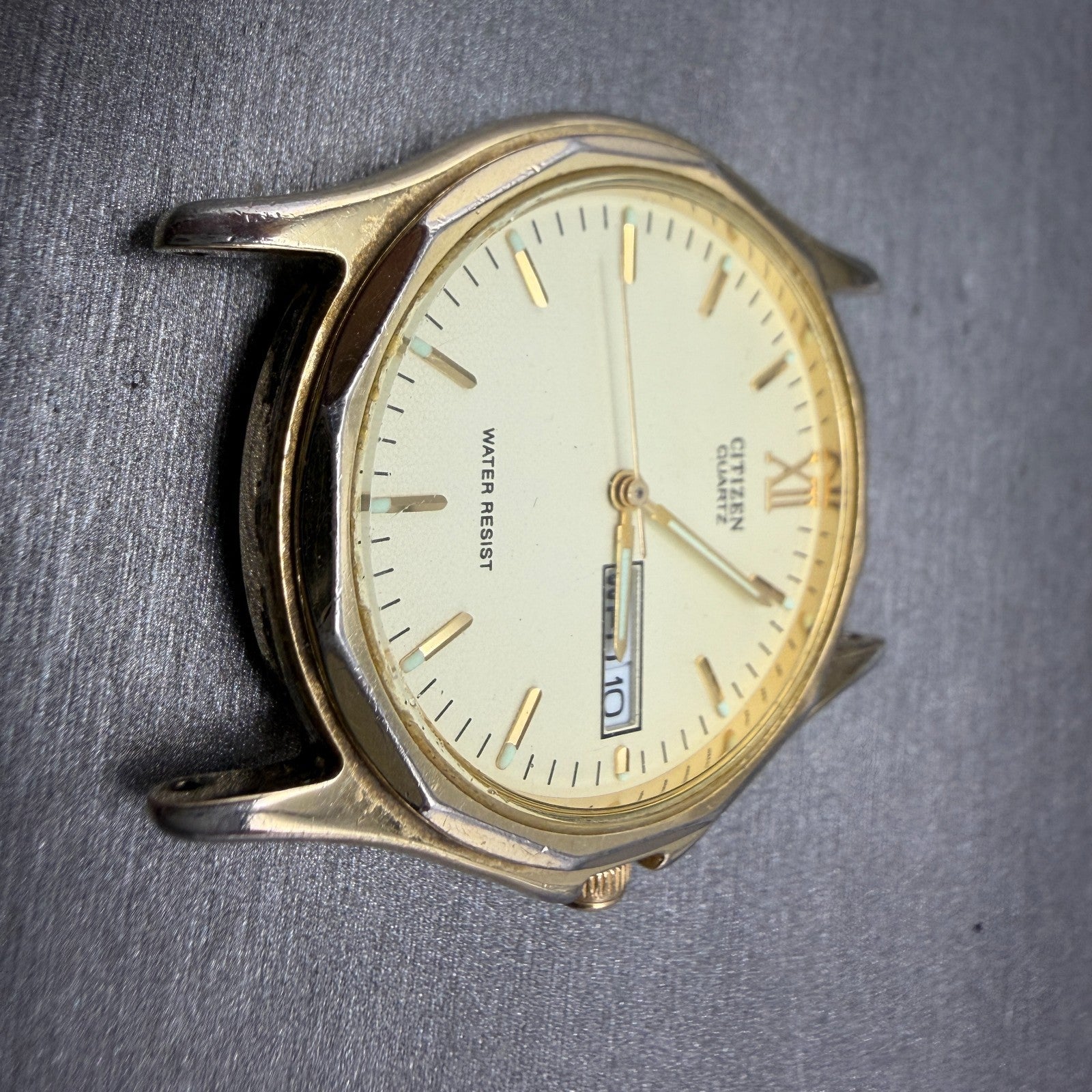 Citizen Watch Men 34mm Champagne Dial Gold Tone Daydate 5500-S24485 PARTS3