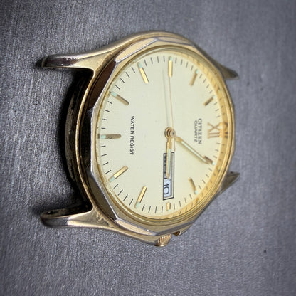 Citizen Watch Men 34mm Champagne Dial Gold Tone Daydate 5500-S24485 PARTS3