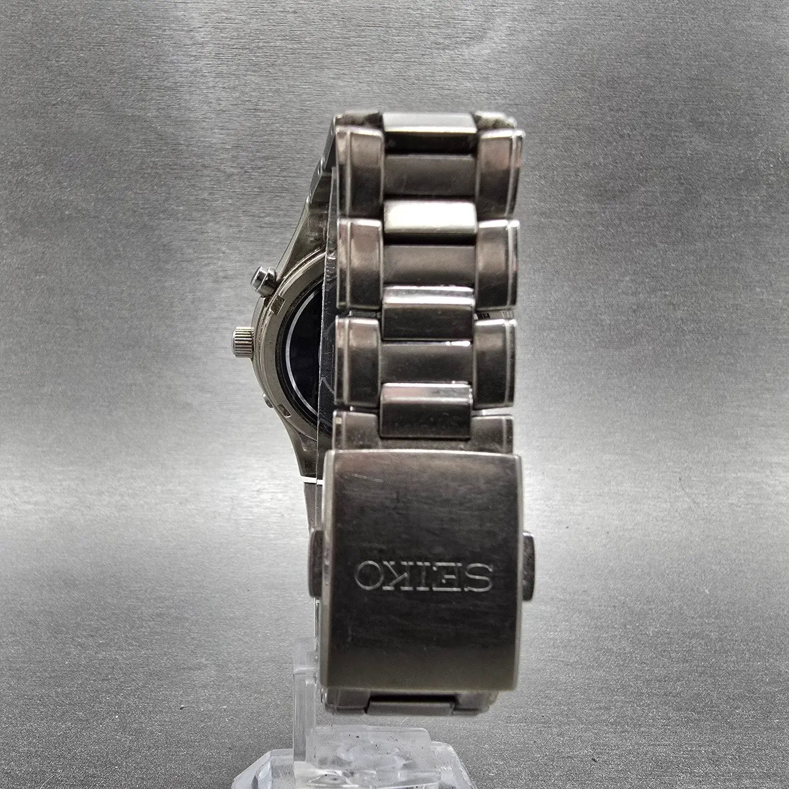Seiko Solar Atomic Watch Men 38mm Black Dial Titanium Atomic Date 7B22 PARTS!8