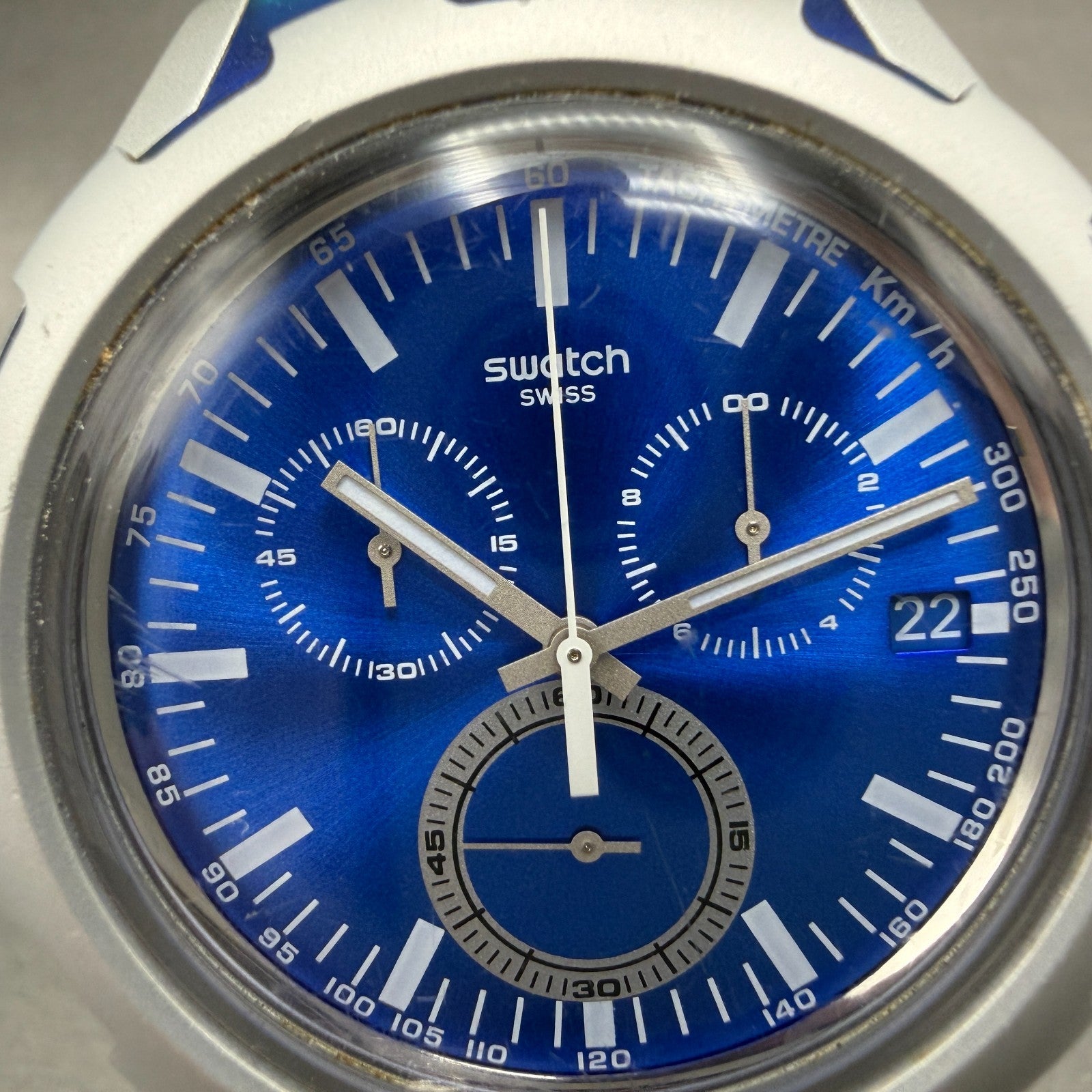 Swatch Endless Energy Chrono Watch Men 45mm Blue Dial Silver Date New Battery1
