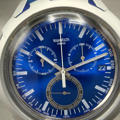 Swatch Endless Energy Chrono Watch Men 45mm Blue Dial Silver Date New Battery1