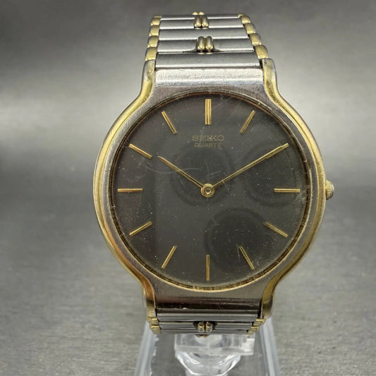 Seiko Watch Men 33mm Gray Dial Two Tone Round Vintage 5Y30-7019 New Battery0