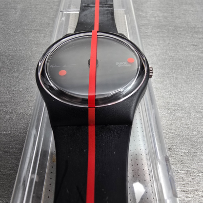 Swatch 360 Rouge Sur Blackout Watch Men 34mm Black Dial GZ119 New Battery NOS6