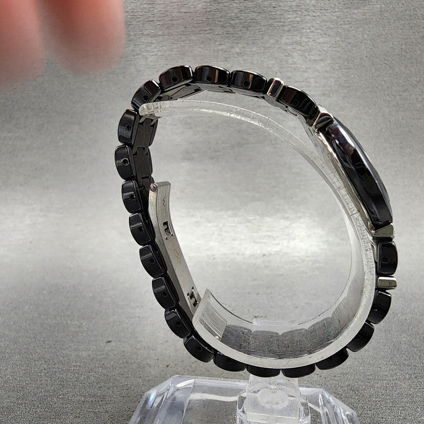 Wittnauer Watch Women 24mm Black Dial Black Ceramic Diamond Accent New Battery8